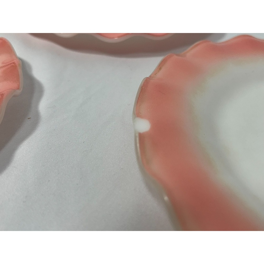 VTG Hazel Atlas Pink Depression Crinoline Ripple Ruffle Edge 3 Plates‎ 1 Saucer - Picture 2 of 10